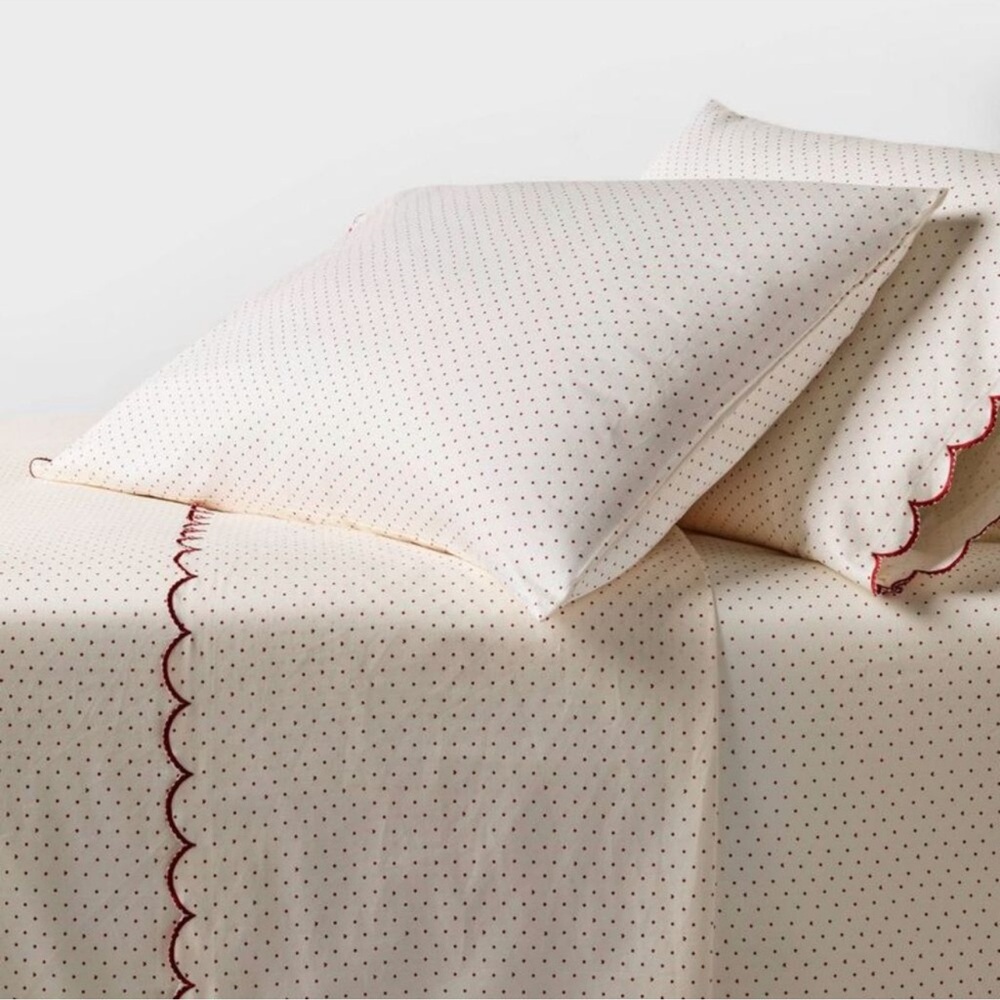Twin/Twin XL Scalloped Performance Sheet Set Scallop Heart Printed Dot Valentine